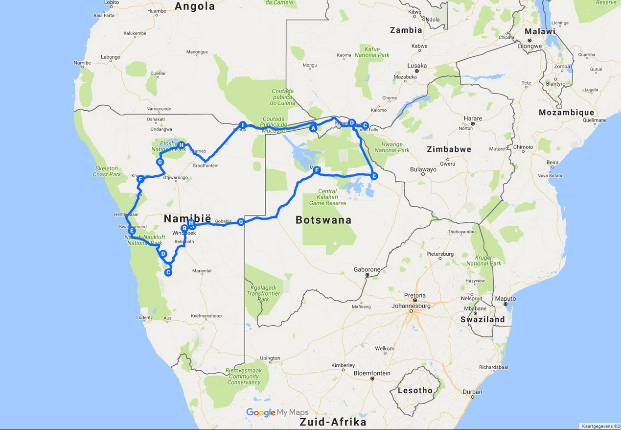 0001 Namibia Botswana Map 